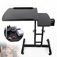 Tattoo Workstation,Portable Tattoo Table Hair Salon Tray Adjustable Height Rolling Tattoo Supplies and Equipment Stand