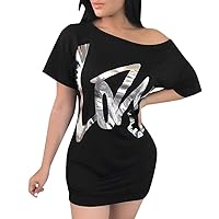 Women's Print Flowy Beach Round Neck Glamorous Dress Casual Loose-Fitting Summer Short Sleeve Knee Length Swing