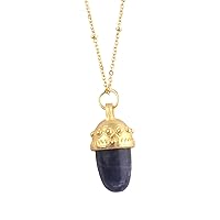 Guntaas Gems Fancy Shape Sodalite Necklace With Beaded Chain Brass Gold Plated Classic Designer Cap Pendant Necklace