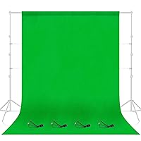 EMART Green Screen Backdrop, Photography Greenscreen Background for Streaming Zoom, Small Photo Muslin Green Chromakey Cloth Fabric Curtain with 4 Backdrop Clip