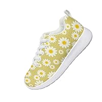 Children's Sports Shoes Boys and Girls Fashionable Daisy Design Shoes Round Head Flat Heel Loose and Comfortable Jogging Sneakers Indoor and Outdoor Sports