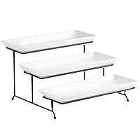 Gomakren 3 Tier Serving Trays Stand Porcelain Serving Platters 12 Inch White Serving Plates Dinner Platters for Appetizer Snack Fruit Cup Cake Server Tray Display Serving Dishes for Entertaining