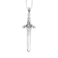 Lemurian Quartz Pendant Necklace, Healing Crystal Necklace for Women Men Energy Healing Lemurian Quartz Pendant Gemstones Jewelry, 16