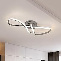 Twisted LED Ceiling Light, Aluminum Chrome Light Fixture Dimmable Flush Mount Ceiling Light 26