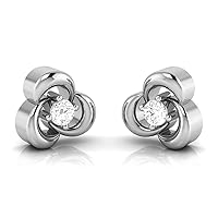 Jewels Gold Plated Silver 0.23 Carat (I-J Color, SI2-I1 Clarity) Round Shape Brilliant Cut Natural Diamond Stud Earrings For Women & Girls