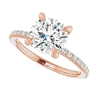 2 CT Round Cut Solitaire Engagement Ring Art Deco Moissanite Ring Promise Gifts for Her Classic Moissanite Rings for Women
