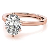 1 Carat Oval Moissanite Engagement Ring, Wedding Ring, Bridal Sets, Handmade Ring, Solitaire Ring, 925 Silver / 10K 14K 18K Solid Rose Gold Jewelry, Gift For Her