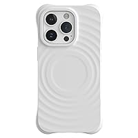 Liquid Silicone Case for iPhone 14Pro Max/14 Pro/14 Plus/14 Shockproof Drop Protection Silky and Soft Touch Wave Pattern (White,14 Plus)