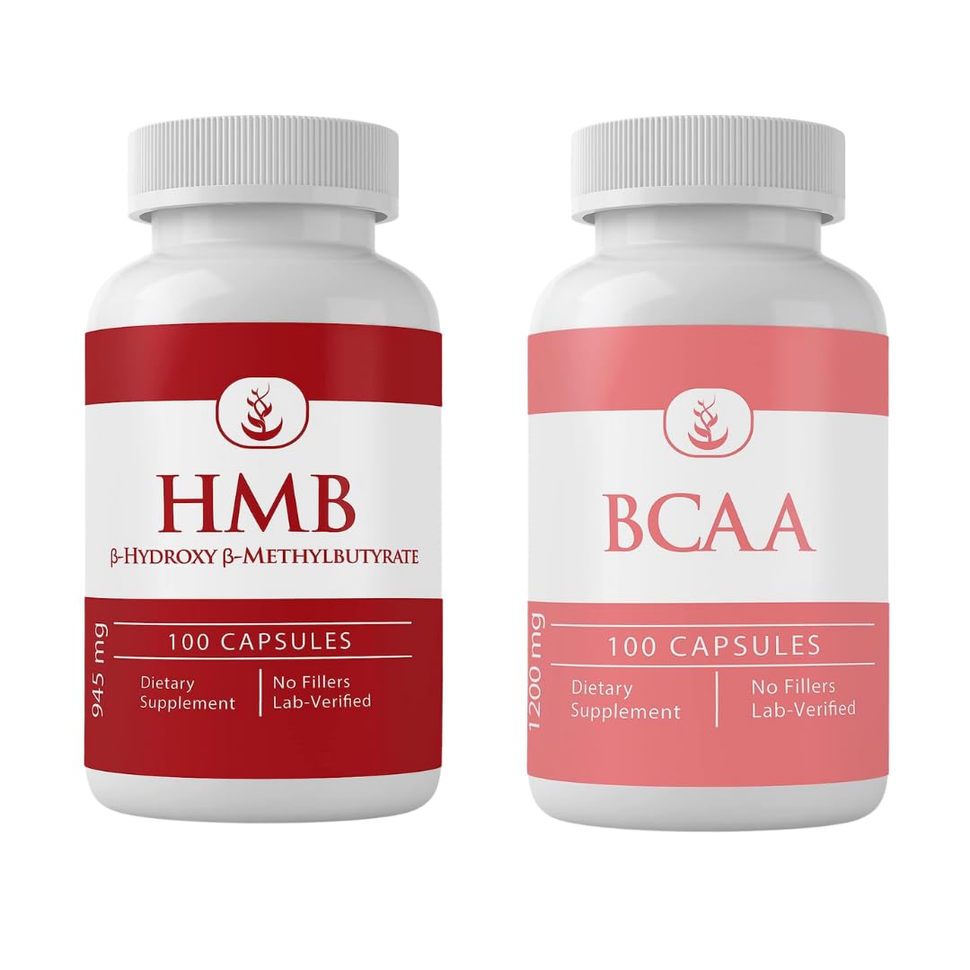 PURE ORIGINAL INGREDIENTS HMB and BCAA Bundle, 100 Capsules Each, Always Pure, No Additives or Fillers