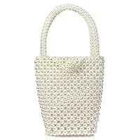 Women's Pearl Purses Ladies' Cylindrical Bucket Pearl bag Hand Woven Pearl Clutch Tote Bag Evening Handbags