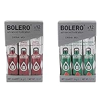 Bolero Advanced Hydration Powder Packets Sugar Free Drink Mix Packets, Convenient Water Flavoring Packets, Calorie-Free Drink Mix Powder Sticks, 6 Packs of 12 (Cherry and Watermelon)