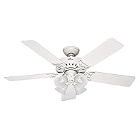 Hunter Fan Company, 53062, 52 inch Studio Series White Ceiling Fan with LED Light Kit and Pull Chain
