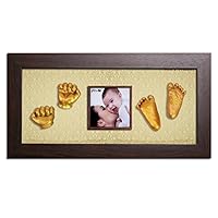 Momspresent Baby Hand Print and Foot Print Deluxe Casting kit with Brown Frame12