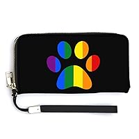 LGBT Paw Pride Print RFID Blocking Wallet Slim Clutch Wristlet Travel Long Purse for Women Men