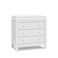 Graco Noah 3 Drawer Chest with Changing Topper (White) – GREENGUARD Gold Certified, Baby Dresser With Changing Table Top, Dresser for Nursery, 3 Drawer Kids Dresser