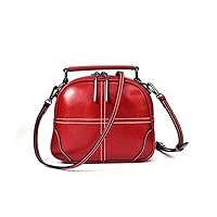 Wild Cowhide Handbag Broadband Leather Women's Bag Messenger Bag Women's Shoulder Retro Female Bag (Color : Red)