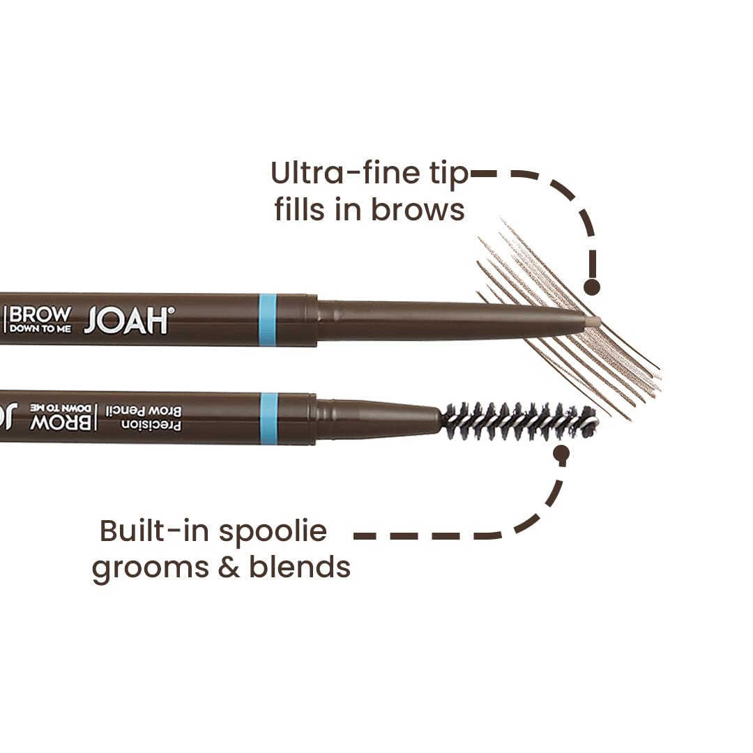 JOAH Brow Down To Me Precision Brow Pencil with Built-In Spoolie, Soft Brown