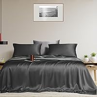 Linenwalas Eucalyptus Twin XL Size Sheet Set - Breathable & Cooling Sheets - Luxury Premium Lyocell College Dorm Room Bed Sheets - Deep Pockets Tencel Sheets 3 Piece Set (Charcoal Grey/Twin XL)