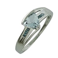 Aquamarine Trillion Shape 6MM Natural Earth Mined Gemstone 925 Sterling Silver Ring Unique Jewelry for Women & Men
