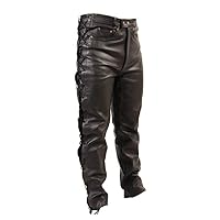 Men's Side Lace up Leather Pant Jeans Trouser