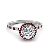 Choose Your Gemstone Petite Halo Diamond CZ Ring Sterling Silver Round Shape Halo Engagement Rings Affordable for Your Girlfriend, Wife, Partner Wedding US Size 4 to 12
