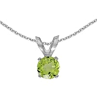 14k White Gold Round Peridot Pendant (chain NOT included)