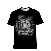 Mens Funny-Graphic T-Shirt Cool-Tees Novelty-Vintage Short-Sleeve Hip Hop: Lion Print Couple Fashion Streetwear Birthday Gift