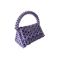 Women Pearl Bag Handmade Tote Bag Beaded Bag Clutch Evening Party Bag Wedding Bag (Purple)