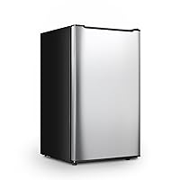 3.5 Cu.ft Upright Freezer, Compact Mini Freezer with Removable Shelves, 3 Adjustable Thermostat, Reversible Door Hinge, Silver Quiet Small Freezer Upright for Kitchen Dorm Home Office