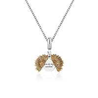 KunBead Jewelry Sunflower 18 inch You are my Sunshine Openable Flower Charm Pendant Necklace Birthday Gifts for Mum Daughter Women Girls