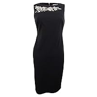 Calvin Klein Women's Petite Rhinestone-Embellished Sheath Dress (2P, Black)