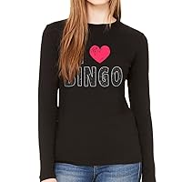 I Love Bingo Women's Long Sleeve T-Shirt - Cute Design Long Sleeve Tee - Illustration T-Shirt