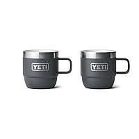 YETI Rambler 6 oz Stackable Mug, Stainless Steel, Vacuum Insulated Espresso/Coffee Mug, 2 Pack, Charcoal