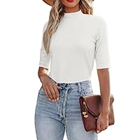 Womens Tops Half Sleeve Casual Fall Spring Cute Tops Mock Turtleneck Business Casual T Shirts Womens Tops Casual Sexy