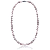 Lavender Freshwater Cultured Pearl Necklace A Quality (6.5-7.0mm), 20 inch with Base Metal Clasp