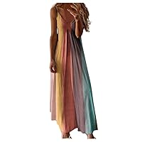 Floral Spring Dresses for Women 2024 Midi, V- Plus Loose Long Size Stripe Dress Dress Women's Ladies Sleeveles