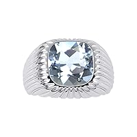 Rylos Gorgeous 12MM Alexandrite Or Aquamarine in Solid 14K White Gold