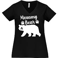 inktastic Mommy Bear in White Women's Plus Size V-Neck