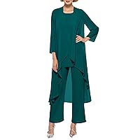 Women's Three Pieces Mother of The Bride Dresses Long Sleeve Dressy Pantsuits