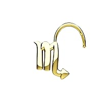 8mm Scorpio Zodiac Nose Stud 925 Sterling Silver Metal With 14k Gold Plated Nose Jewelry