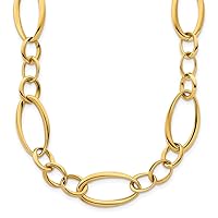 18k Yellow Gold 16mm Mixed Oval Link Chain Necklace