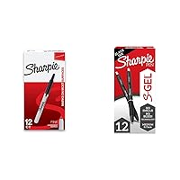 SHARPIE Retractable Permanent Markers, Fine Tip Marker Set S-Gel Gel Pens, Medium Point (0.7mm), Black Ink Gel Pen
