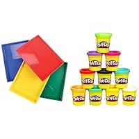 EDX-770 Messy Trays, Set of 4 , Multi-Color & Play-Doh Modeling Compound 10-Pack Case of Colors, Non-Toxic, Assorted, 2 oz. Cans, Ages 2 and up, Multicolor (Amazon Exclusive)