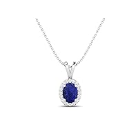 925 Sterling Silver Forever Classic 8X6 MM Oval Shape Natural Lapis Solitaire Pendant Necklace