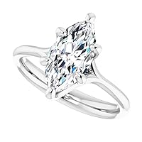 4 CT Marquise Colorless Moissanite Engagement Ring, Wedding Bridal Ring Set, Eternity Sterling Silver Solid Diamond Solitaire 6-Prong Anniversary Promise Gift for Her