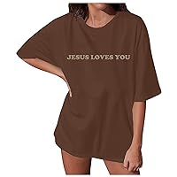 Faith Shirts for Women Jesus Faith Tops Round Neck Short Sleeve Girls Crew Neck Vacation Christian Religious Sayings Tee Tops