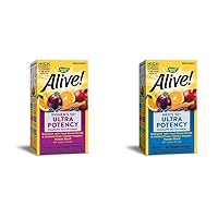 Alive! Once Daily 50+ Multivitamin Bundle: Women's & Men's Ultra Potency, Food-Based Blends, 60 Tablets Each