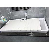 Tray for Bath Bathtub Lid White Bath Board Multi-Function Bathtub Dust Board Folding Thicker Stand Convenient Storage (Color : White, Size : 116x75x0.6cm)