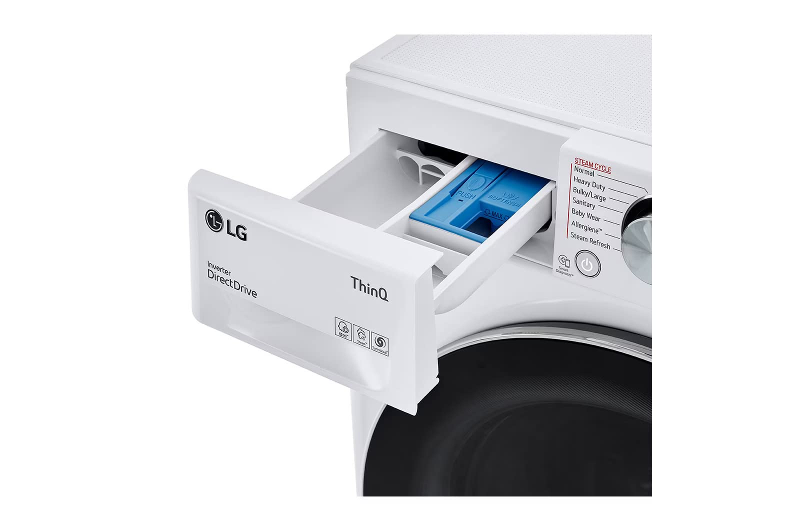 LG WM3555HWA 24 Inch Smart All In One Washer/Dryer with 2.3 cu. ft. Capacity, Wi-Fi Enabled, 14 Wash Cycles, 1400 RPM, Ventless, NeveRust Stainless Steel Drum, Quiet Operation, TrueBalance, Sensor Dry in White