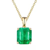 KNSAM Women's Necklace 750 Gold / 925 Sterling Silver, Emerald Emerald 2.5 ct Pendant Necklace Real Jewellery, 925 sterling silver, Laboratory created emerald.